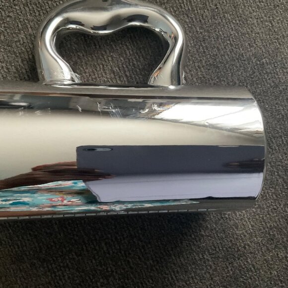 Neiman Marcus Silver Acrylic Cylindrical Clutch Bag with Detachable Chain - Picture 3 of 6